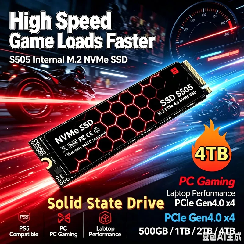 S505 SSD NVMe M2 PCIe4.0 NVMe SSD 1TB 2TB PCIe4.0 500g 4TB Hard Drive Hard Drives Hdd Disk Hd for Laptop Desktop PS4 PS5