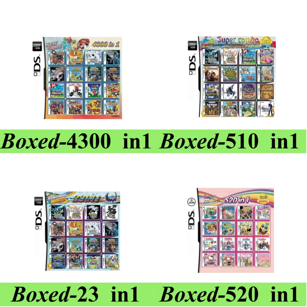 4300in1 23in1 208in1 480in1 Multi Games Game Cartridge Card USA Vers Compilation DS NDS 3DS NDSL Video Game Handheld Player