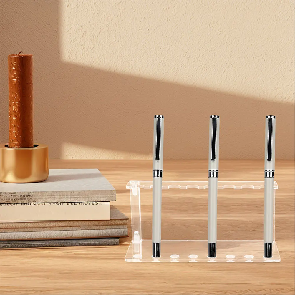 2Pcs Sleek Acrylic Pen Display Stand Compact Space Saving Organizer for Pens Pencils Calligraphy Brushes Eyebrow Art Tools