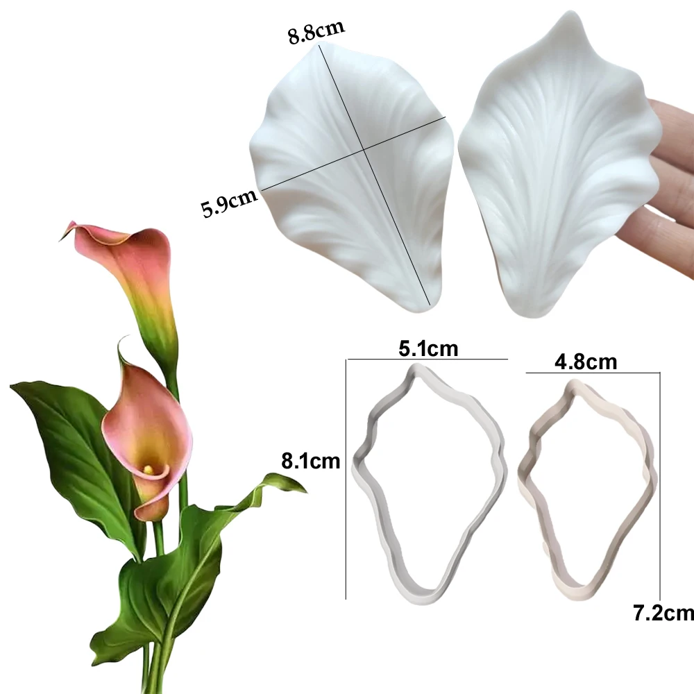 Calla Lily Silicone Mold&Cutters Art Craft Claypolymer Wax Candle Flower Cold Porcelain Coldceramic Handmade Earring Decor Tools