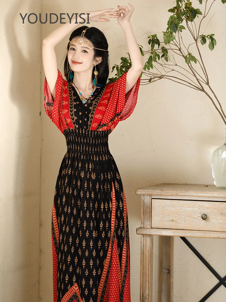 

YOUDEYISI Holiday Style Tibet Yunnan Exotic Style Ethnic Wide Sleeve Dress Chinese Hanfu