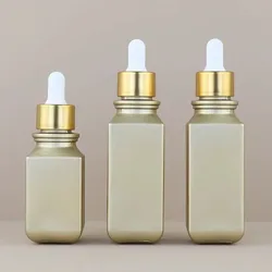 30/50ml Essential Oil Glass Aromatherapy Liquid Matte Gold Drop Empty Dropper Bottles Massage Pipette Bottle Refillable