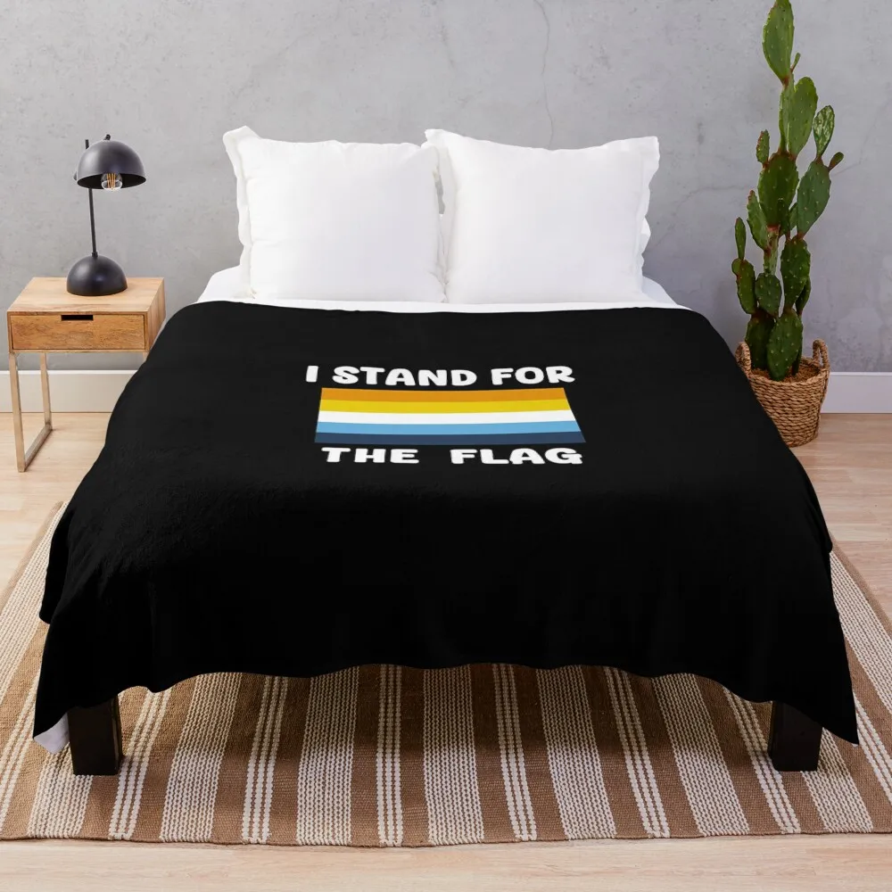 I Stand For The Flag AroAce Pride Throw Blanket Thermal Stuffeds Personalized Gift Retros Blankets