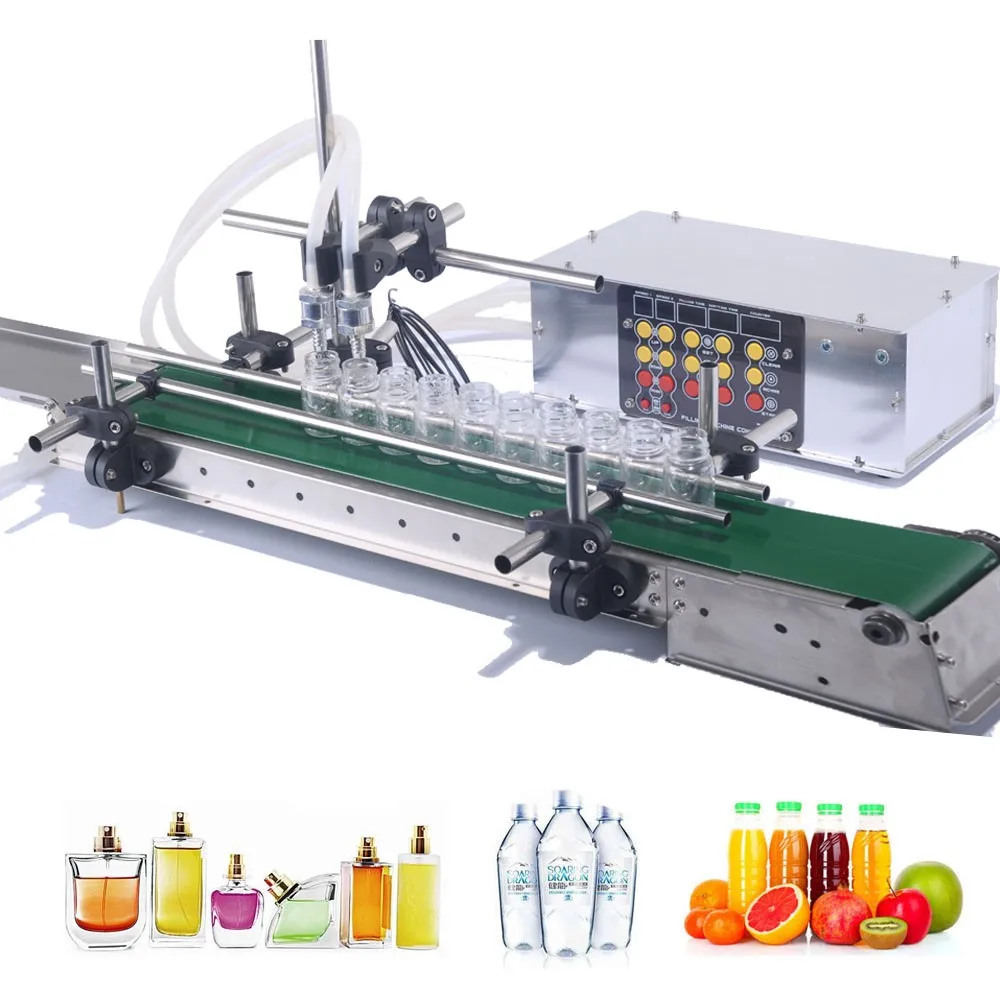 Automatic Double Heads Liquid Filling Machine Automatic Filler With Conveyor Belt Water Juice Essential Oil Auto Fill Device