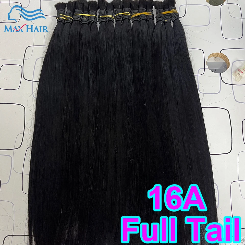 Human Hair bulk 16A Full Tali Extension Straight No weft Indian Hair Vendor Virgin Bundles Bulk 100% Human Natural Hair Braiding