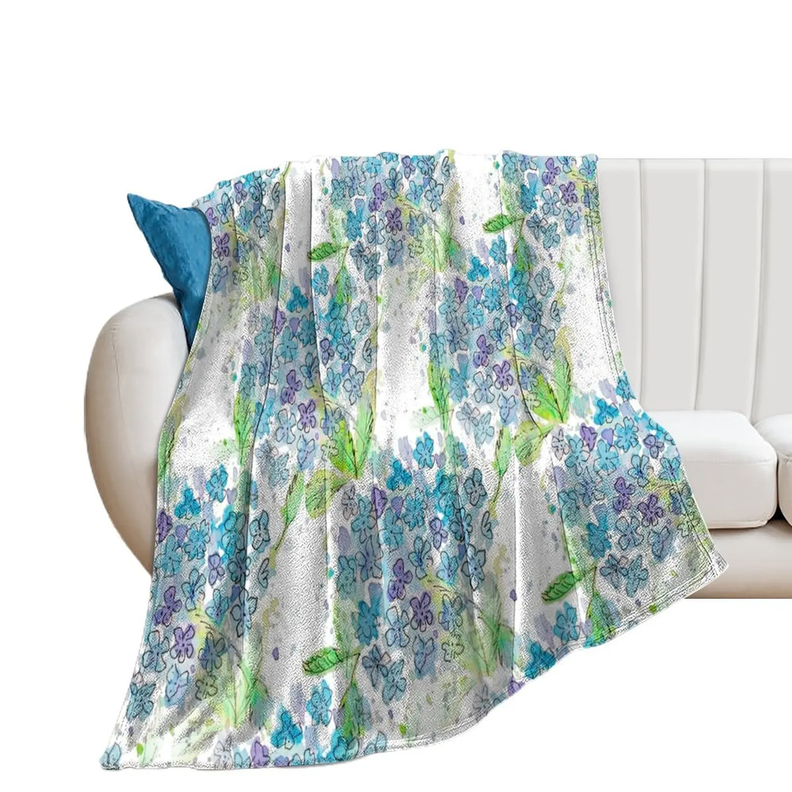 

Hydrangeas Watercolour Throw Blanket Summer Fashion Sofas Camping funny gift Blankets