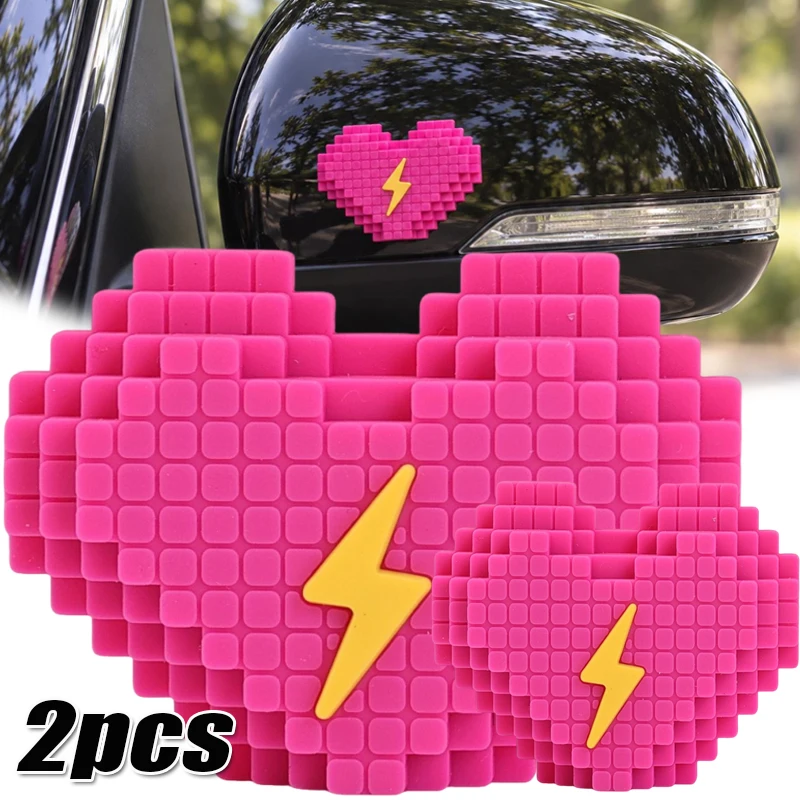 Cute Car Door Anti Collision Sticker Car Building Block Heart Stickers PVC Soft Rubber Scratch Resistant Protective Sticker