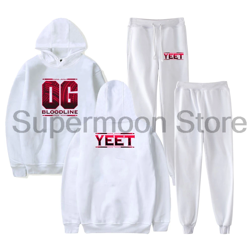 Jey Uso Yeet Bloodline هوديس بنطال رياضي قطعتين مجموعة بلوزات + Sweatpants النساء الرجال أطقم ملابس عصرية