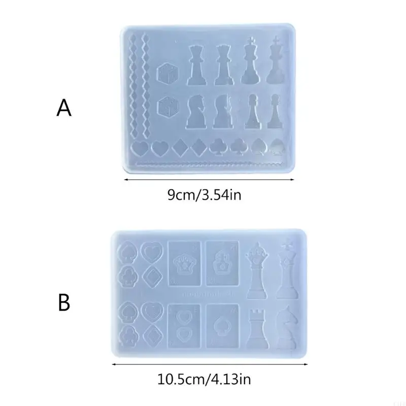 C1FE Mate d'échecs moules cartes à main le moule moulage en silicone pour artisanat jeu bricolage