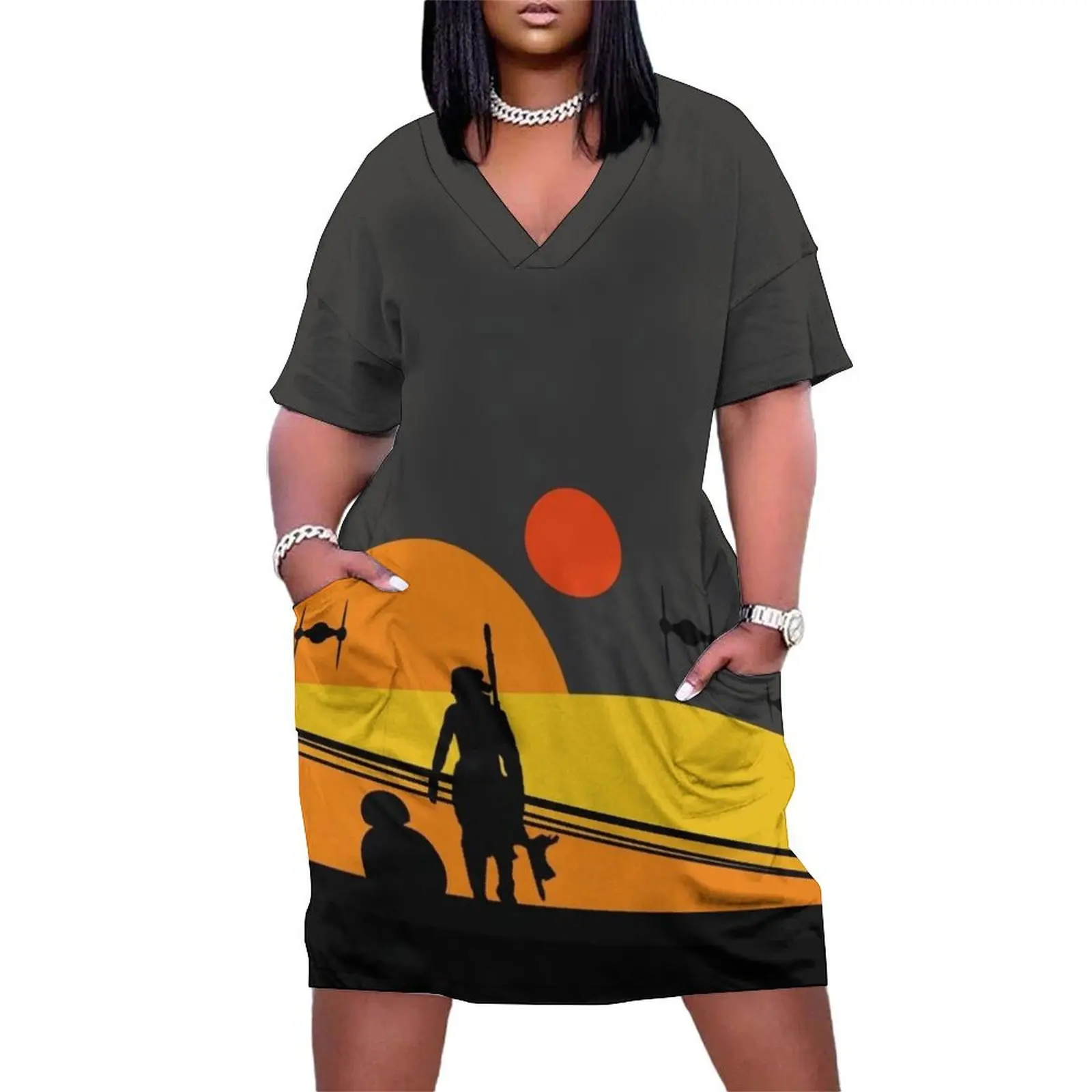 

Tatooine Colorful Sunset Loose Pocket Dress Long veiled dresses women"s clothing korea stylish cocktail dresses