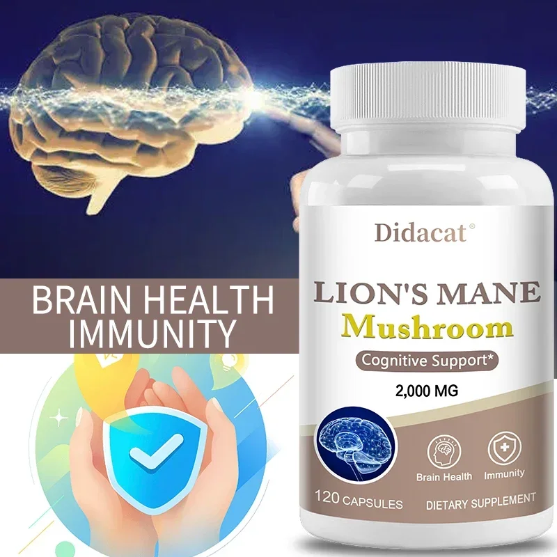 Lion\'s Mane Mushroom Capsules - Brain-boosting Mushroom Supplement Enhances Memory and Focus Relieves Stress and Improves Mood