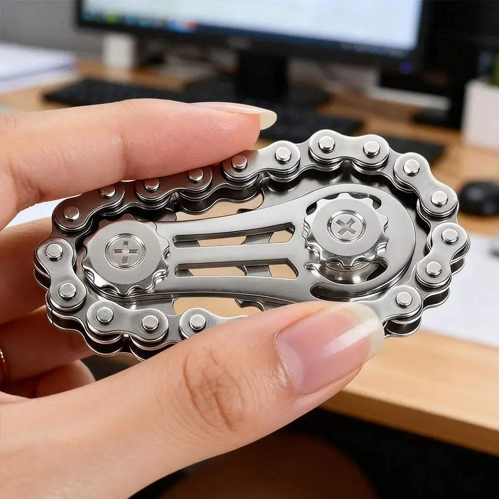 جديد أسنان العجلة دولاب الموازنة الإصبع الدوران تململ سبينر ضد الإجهاد القلق المعادن الدراجة سلاسل EDC سبينر ألعاب متململة للكبار #4