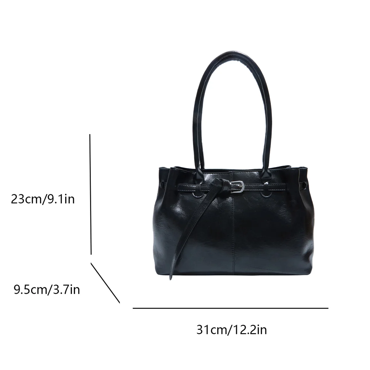 حقيبة حمل لامعة عتيقة مع عقدة حبل ديكور تصميم مبطن سعة كبيرة من البولي يوريثان سحاب مقاوم للماء حزام مريح ثابت #2