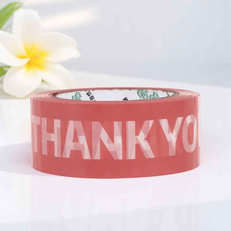 1 Roll Pink Washi For Gift Packaging Decorative Adhesive Multipurpose Diy Sealing Festival Craft Tape Thank You Printed Plastic