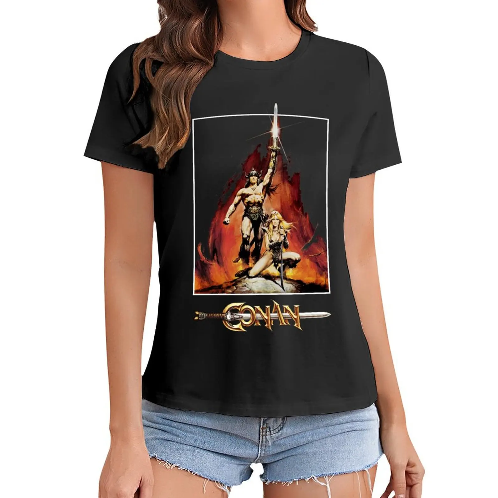 Conan das barbarische klassische T-Shirt lustige T-Shirts schwarze T-Shirts für Frauen