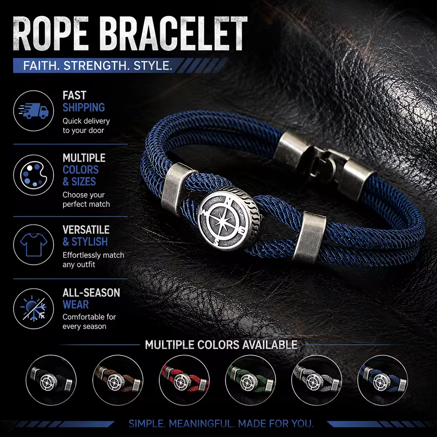 New Compass Bracelet Man Viking Nautical Rope Braslet Bangle Handmade Weaven Surfer Accessories Hombre Marine String Braclet