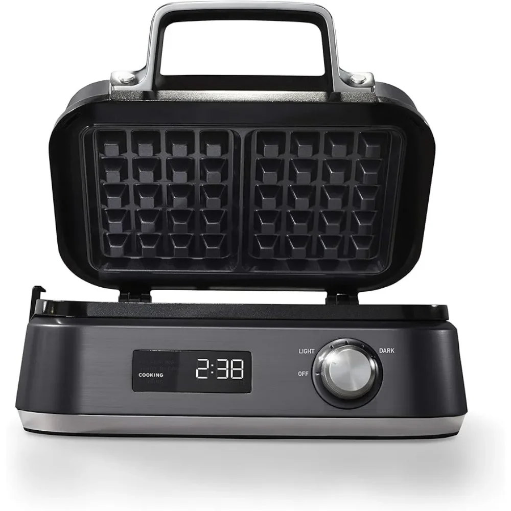 Calphalon Intellicrisp Belgian Waffle Maker with LED Display Timer and Ceramic Cooking Plates, Makes 2 Waffles