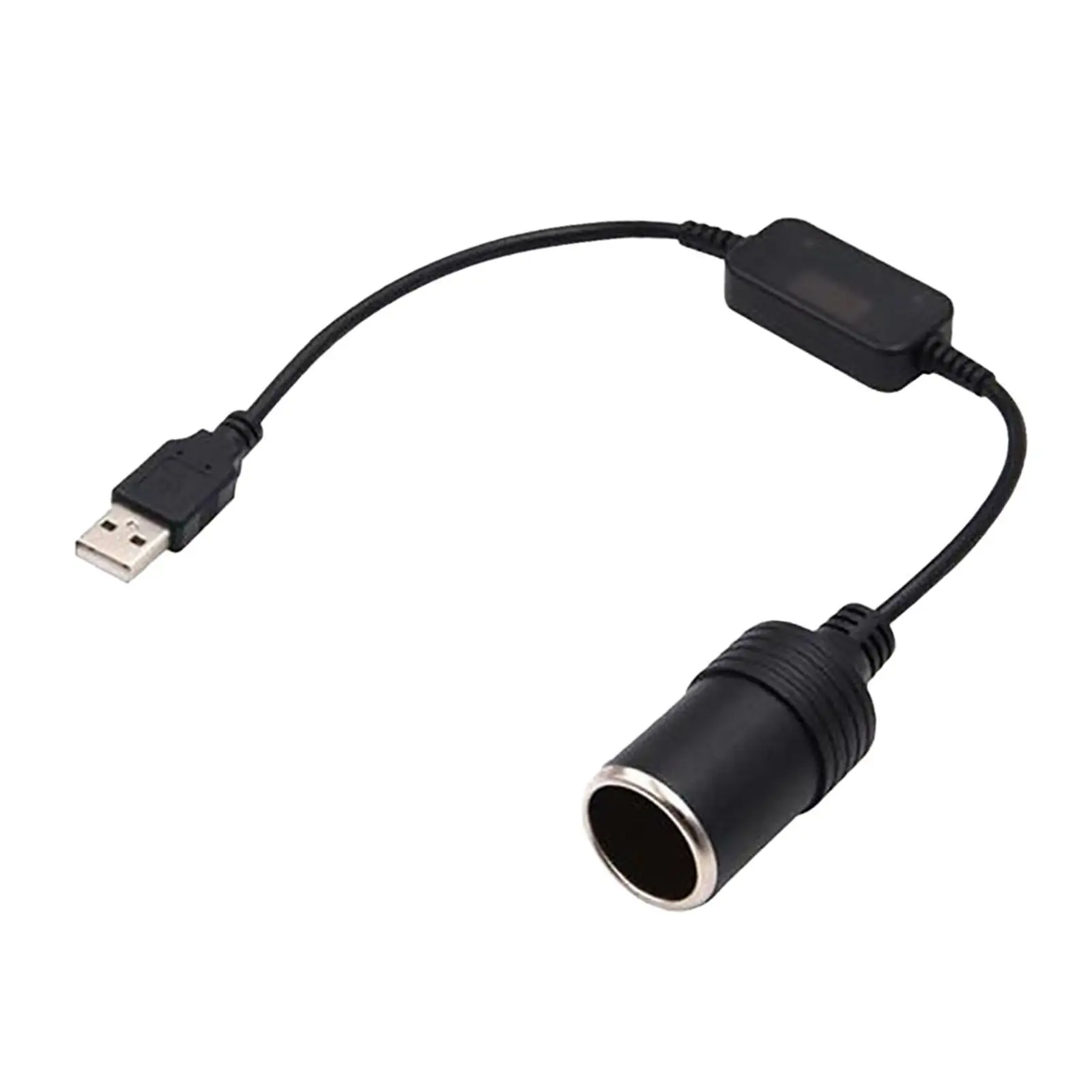 5V USB A Male to 12V Car Cigarette Lighter Female Converter Cable with Booster Chip, 10W Max Output 12V 1A for GPS, Camera