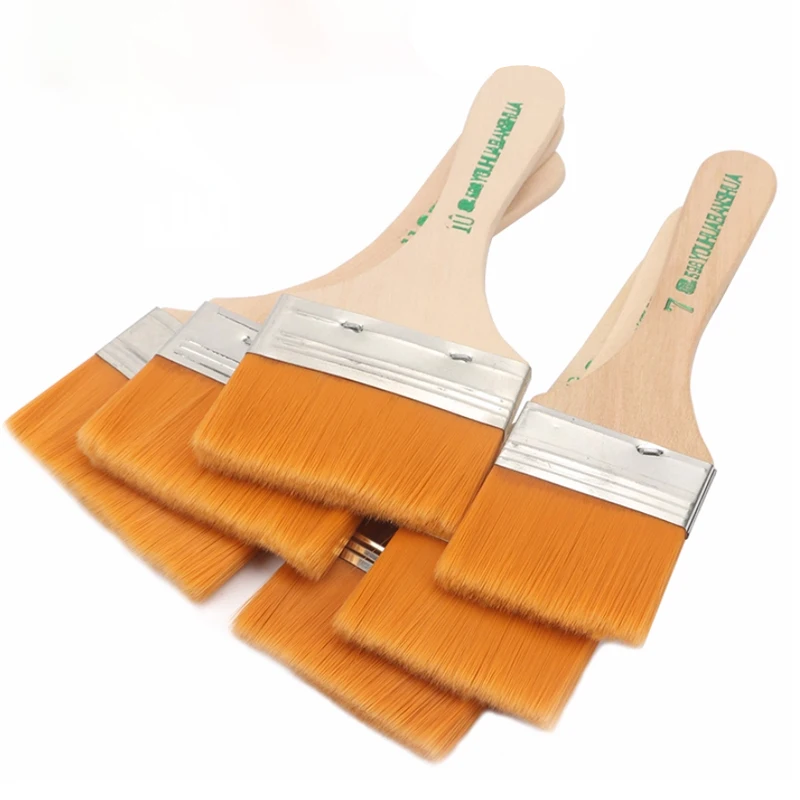 مجموعة فرش رسم زيتية احترافية برأس مسطح من النايلون - لا تساقط مثالية للأكريليك والألوان المائية - أداة مثالية لطلاب الفن