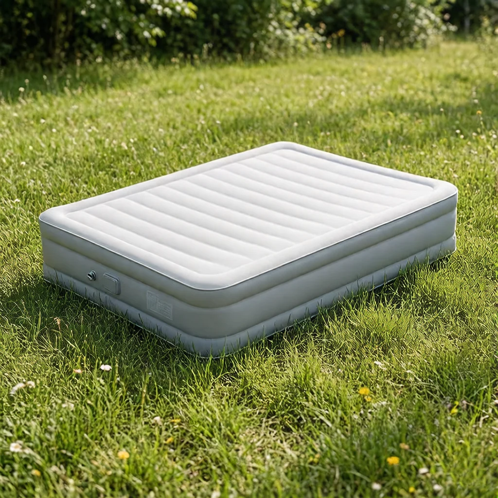 Modern PVC Foldable Inflatable Camping Mattress Outdoor Tent Sleeping Pad Home Use Air Bed with Non-Slip Foam Fabric