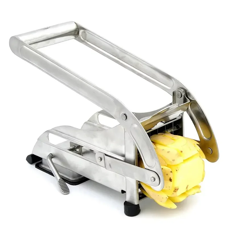 ST45 Stainless Steel French Fries Cutter Vegetable Slicer with Non Slip Suction Base for Air Fryer Potato Chip Maker Kitchen