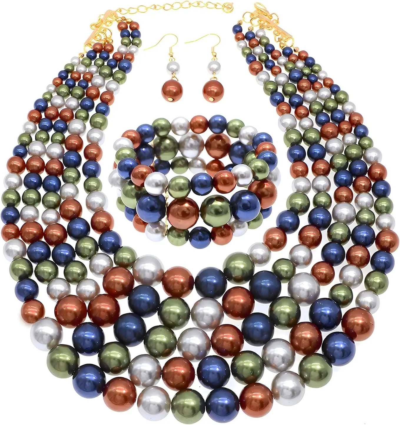 

Большое ожерелье Jnf из искусственного жемчуга для женщин, комплект из ожерелья, браслета и серег с жемчугом в стиле 1920-х годов, жемчужное ожерелье для костюмов.