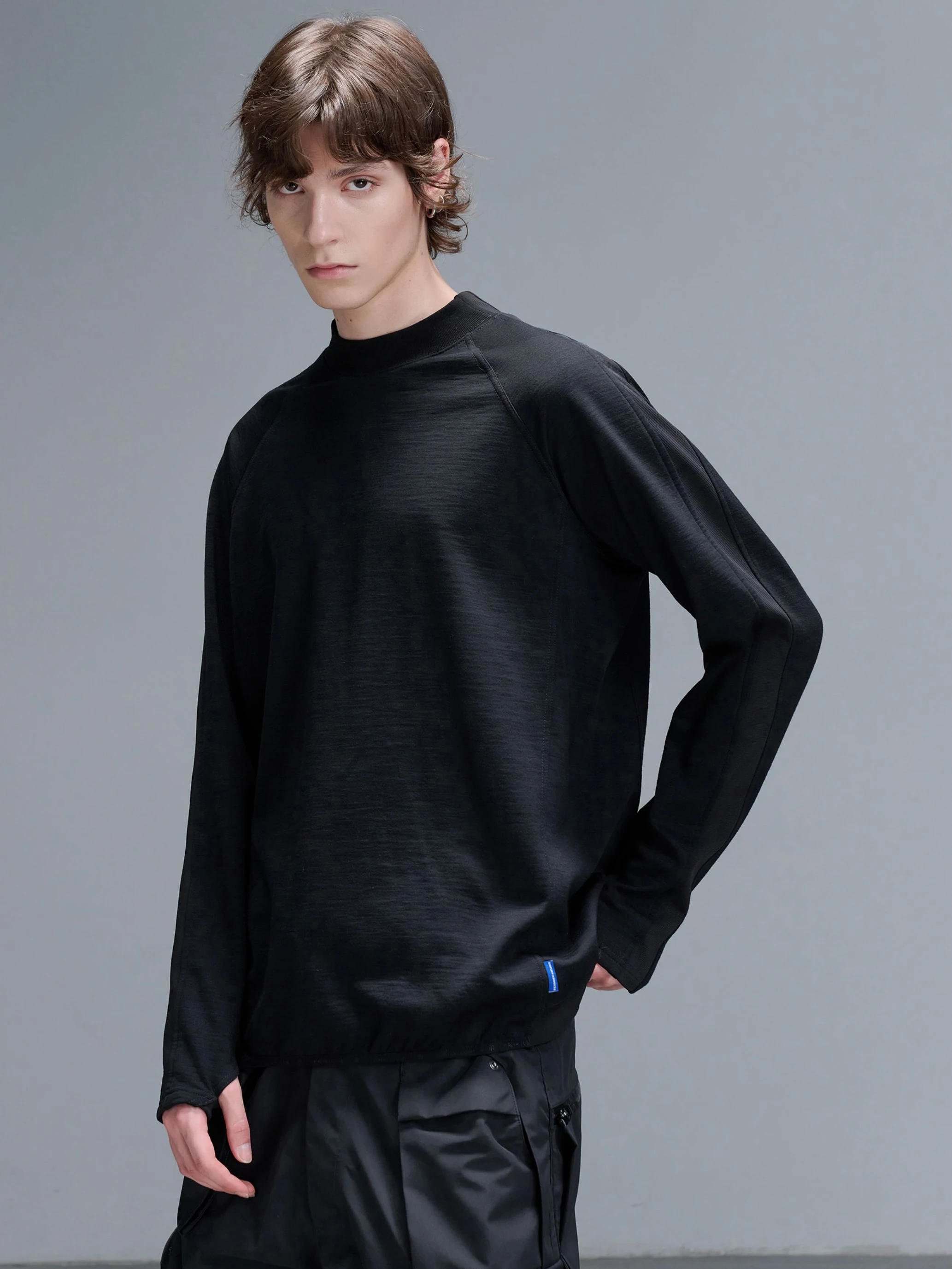 REINDEE LUSION 24AW 0237 MERINO WOOL SEMI HIGH NECK LONG SLEEVED T-SHIRT TECHWEAR URBAN OUTDOOR DARKWEAR STREETWEAR CYBERPUNK