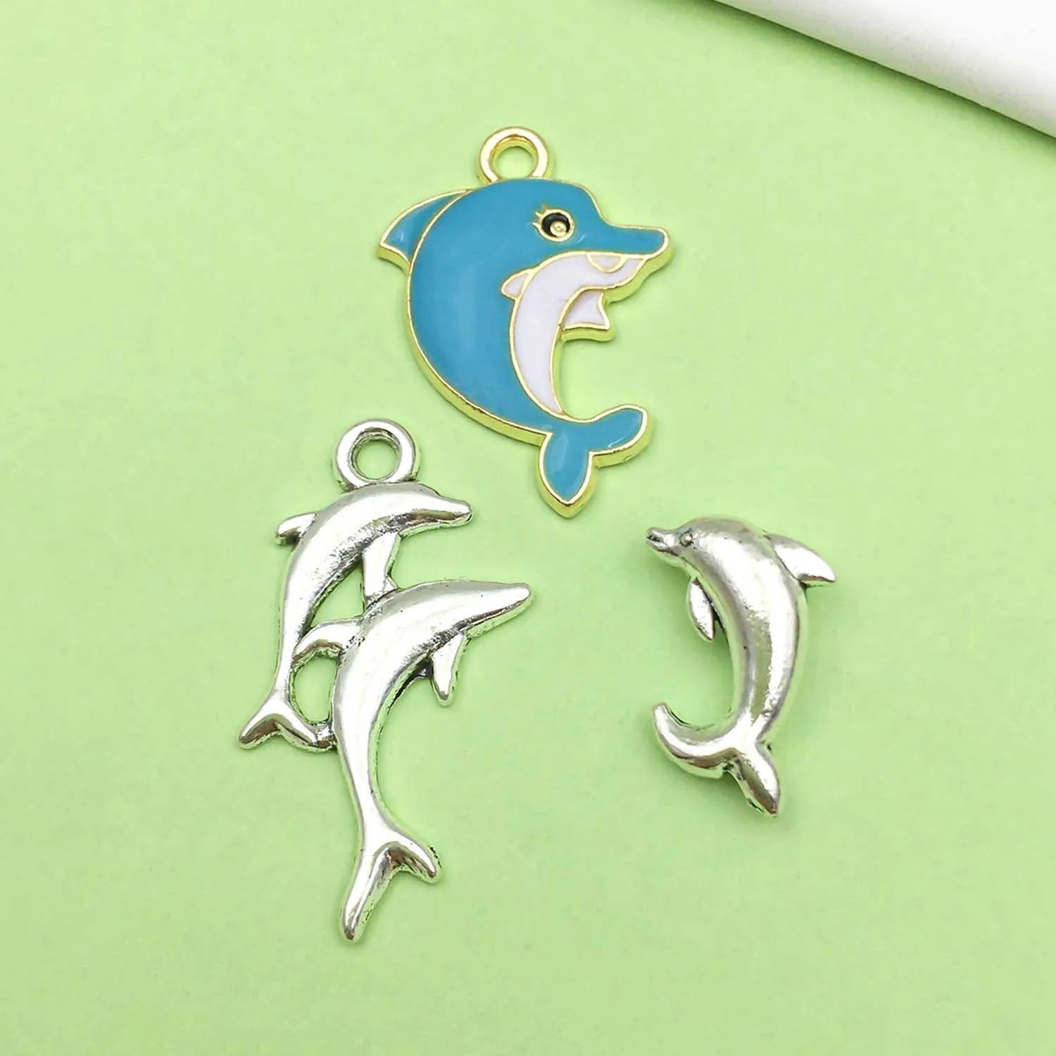 20/22pcs Alloy Marine Life Charms Dolphin Pendants for DIY Bracelet Necklace Jewelry Making Accessories