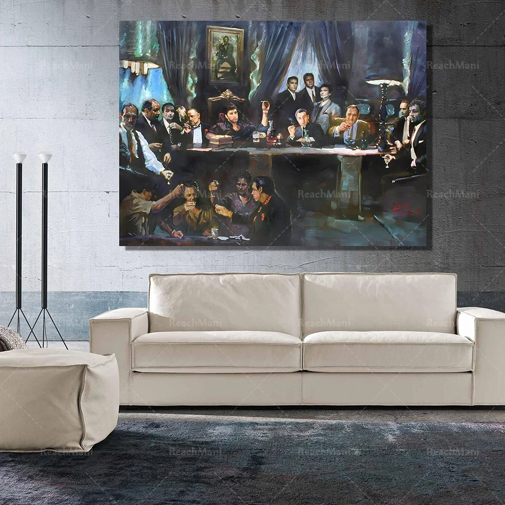 Famous Gangster Print Art, Gangster Movie Canvas Wall Art, Home Office Decor, Man Cave Art Deco, Gangster Movie Poster