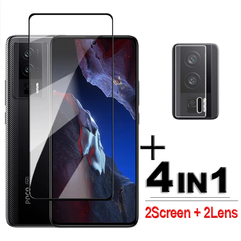 

4in1 For POCO F5 Pro Glass Xiaomi POCO F5 Pro 5G Tempered Glass 2.5D Full Cover Screen Protector For POCO F5 F5 Pro Global Film