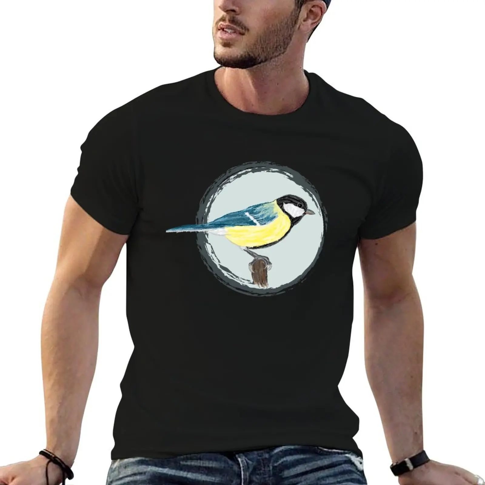 

for major) t t T-Shirt Artwork cotton Great (Parus Nice shirt a of man shirt Tit II man