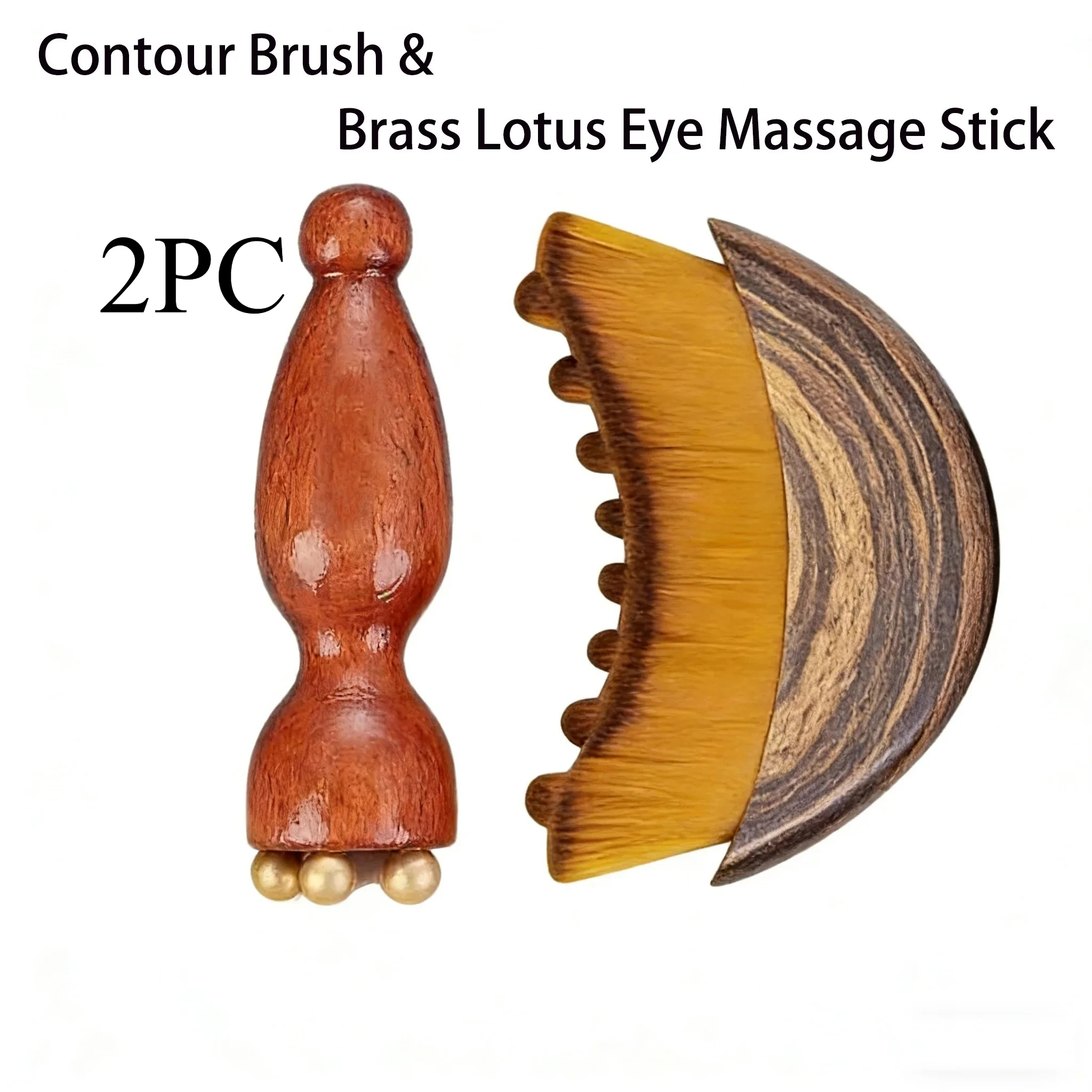 1/2 brosses de soin du visage pour le drainage lymphatique, outils de massage par acupression en bois de santal pour le visage et les yeux