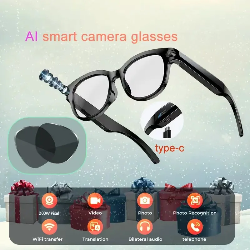 

M89 AI Smart Translation Glasses — HD Camera, Music Control, wireless Calling, Object Recognition, 290mAh Battery