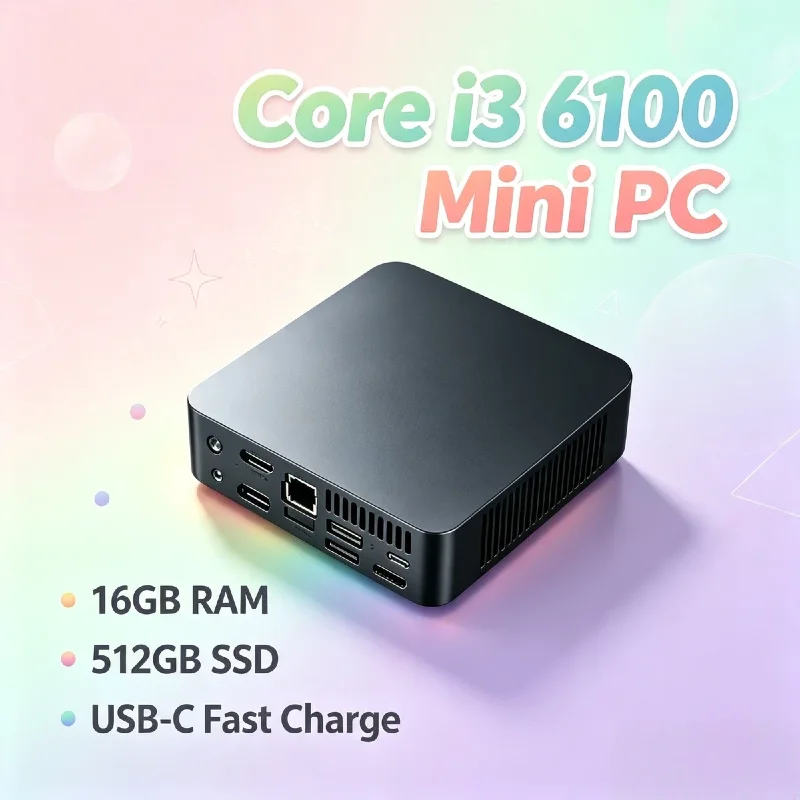 Intel Core i3 6100 Portable Mini Desktop PC 16GB DDR4 1TB M.2 SSD Gaming Office Pro Max Ultra Speed