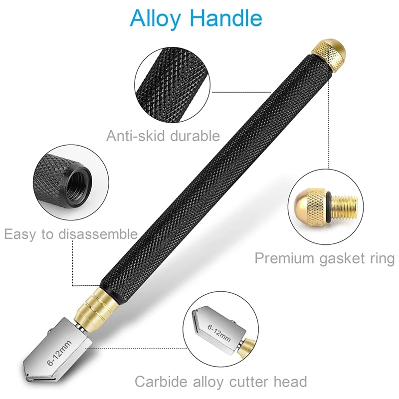 Cutter 2Mm-20Mm & Glass Cutting Oil, Upgrade Glass Cutting Tool With Automatic Oil Feed, Glass Cutter, Durable