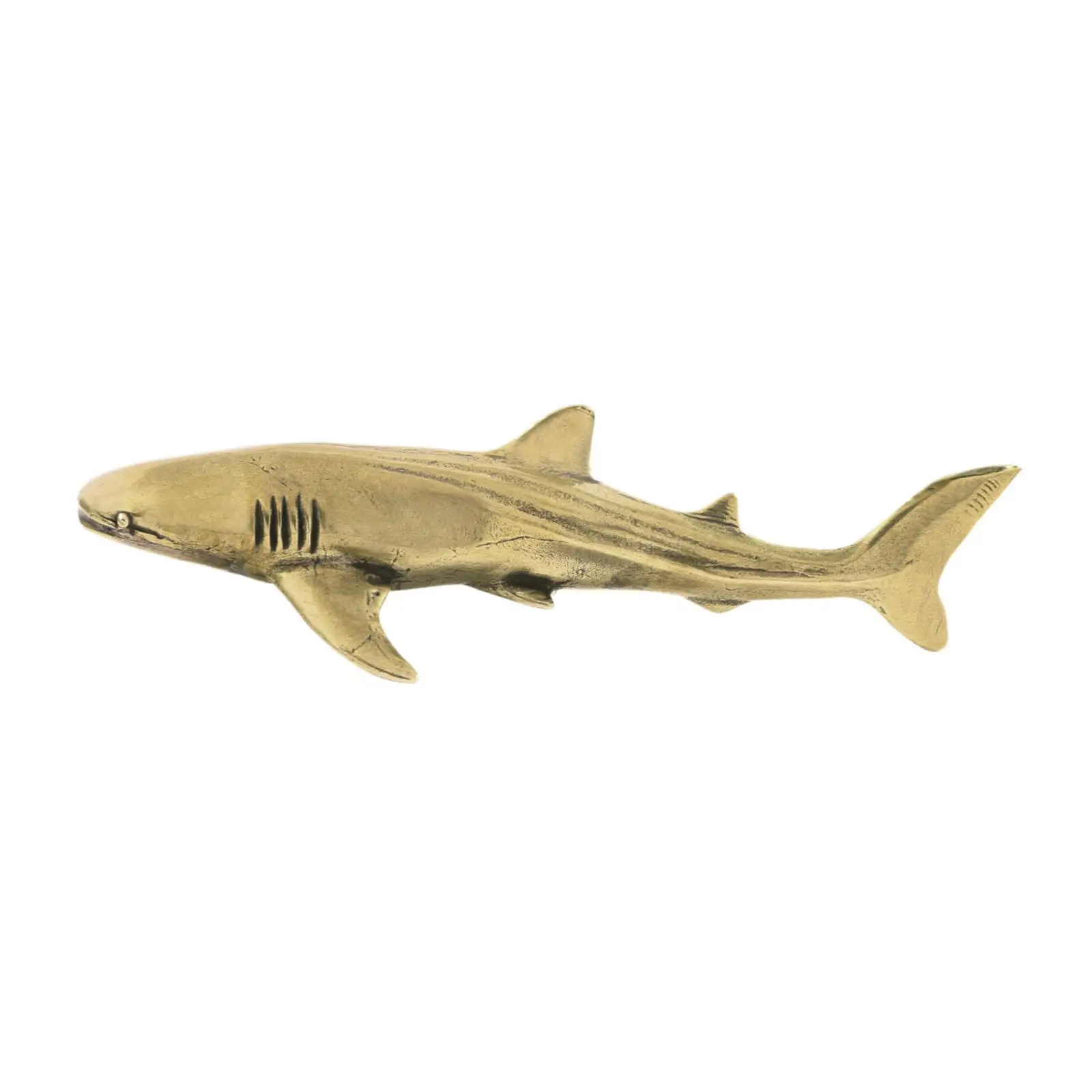 

Brass Shark Sculpture Realistic Handcraft Creative Ornament Home Decor Small for Bookshelf Tea House Centerpiece Dining Room Bar