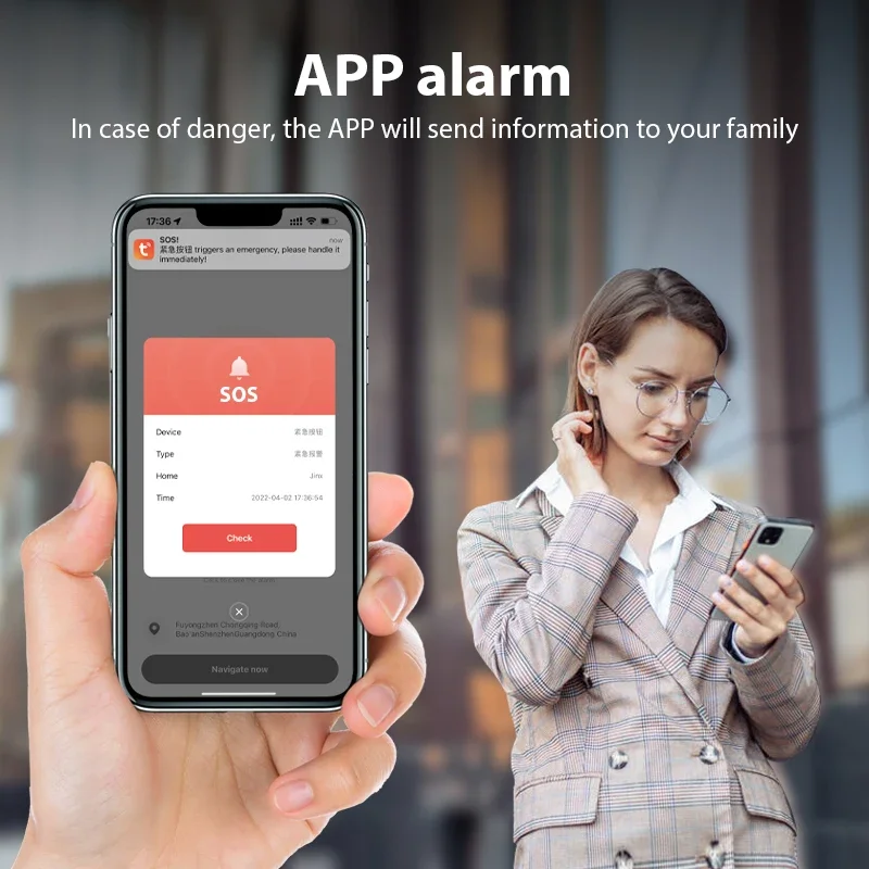Tuya APP Personal Self-Defense Alarm SOS Emergency Security Alert 130dB Sound