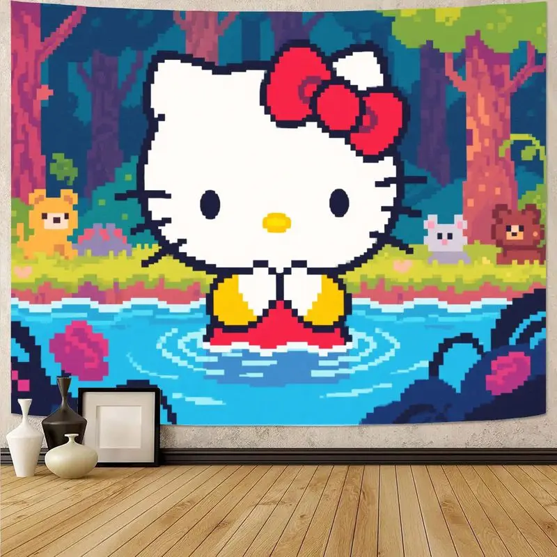 

1 шт. Kawaii Hello Kitty Adventure гобелен красочный полиэстер настенное искусство спальня декор для гостиной идеальный подарок для фанатов