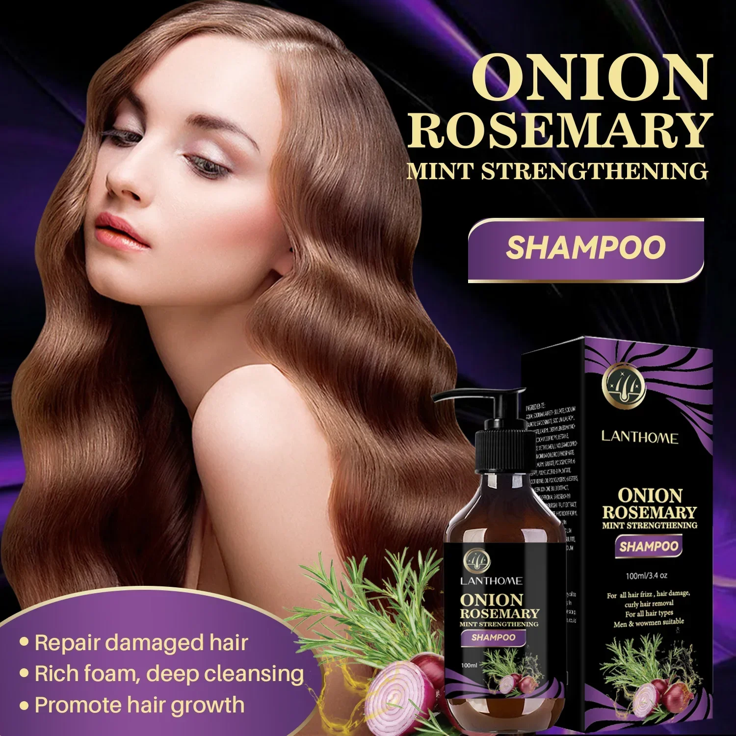 Onion Rosemary Strengthening Shampoo And Rosemary Hair Oil Promote Repair Nourishment Root Hair Quality Hair Deep Anti Loss