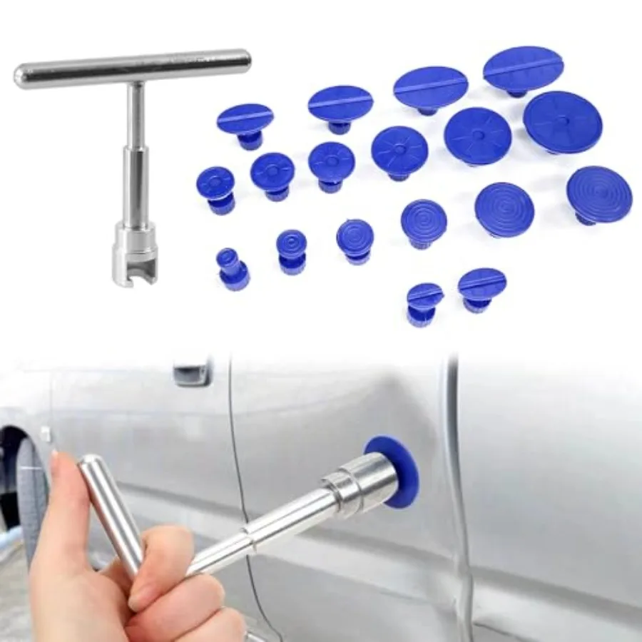 

18 Pcs Car Dent Puller Kit, Small Dent Remover Tool for Car, Damage-Free Paintless Body Dent Repair Removal Tools with T Slide