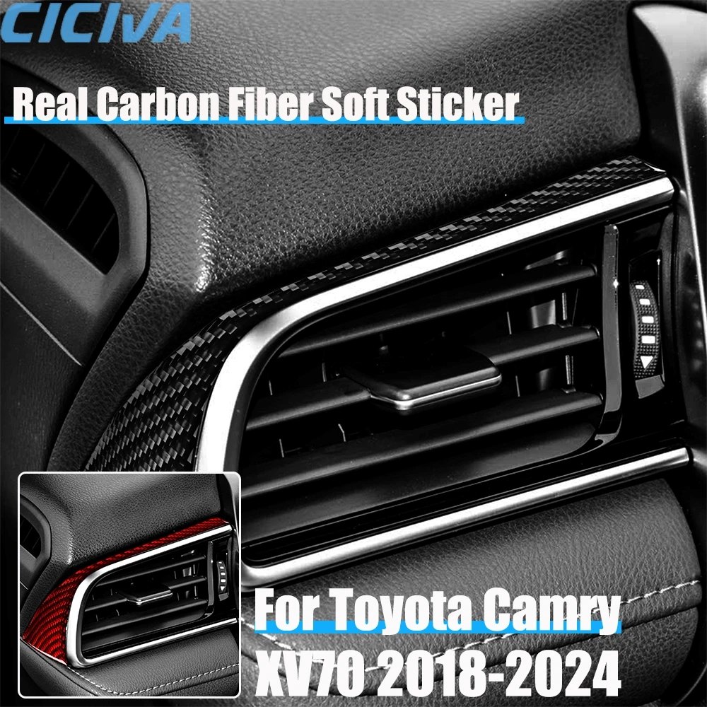 

Real Carbon Fiber Car Accessories Driver Air Vent Cover Soft Sticker For Toyota Camry XV70 2018 2019 2020 2021 2022 2023 2024