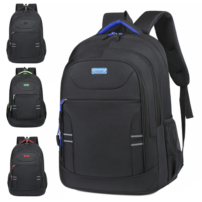 Fashionable black backpack with multiple compartments - spacious interior - ideal for school, work or travel necessities, backpa