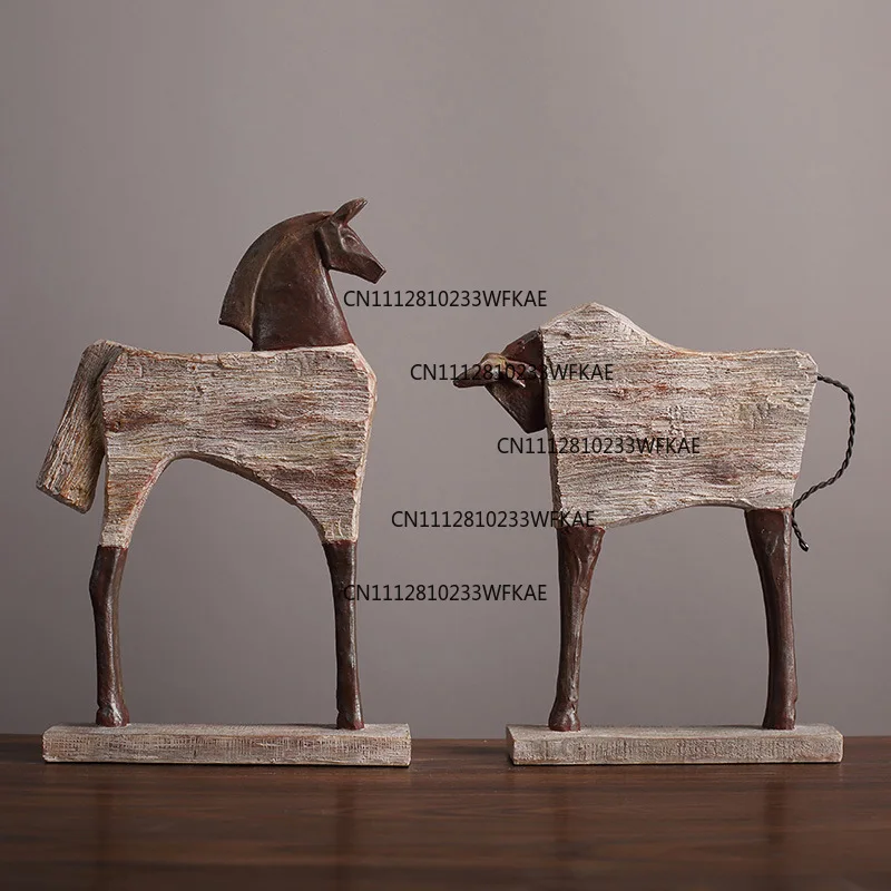 レトロな馬の置物-レジン製工芸品-リビングルームの飾り-動物モチーフ-テレビ台-ワインキャビネット-玄関ホール-引越し祝いの飾り