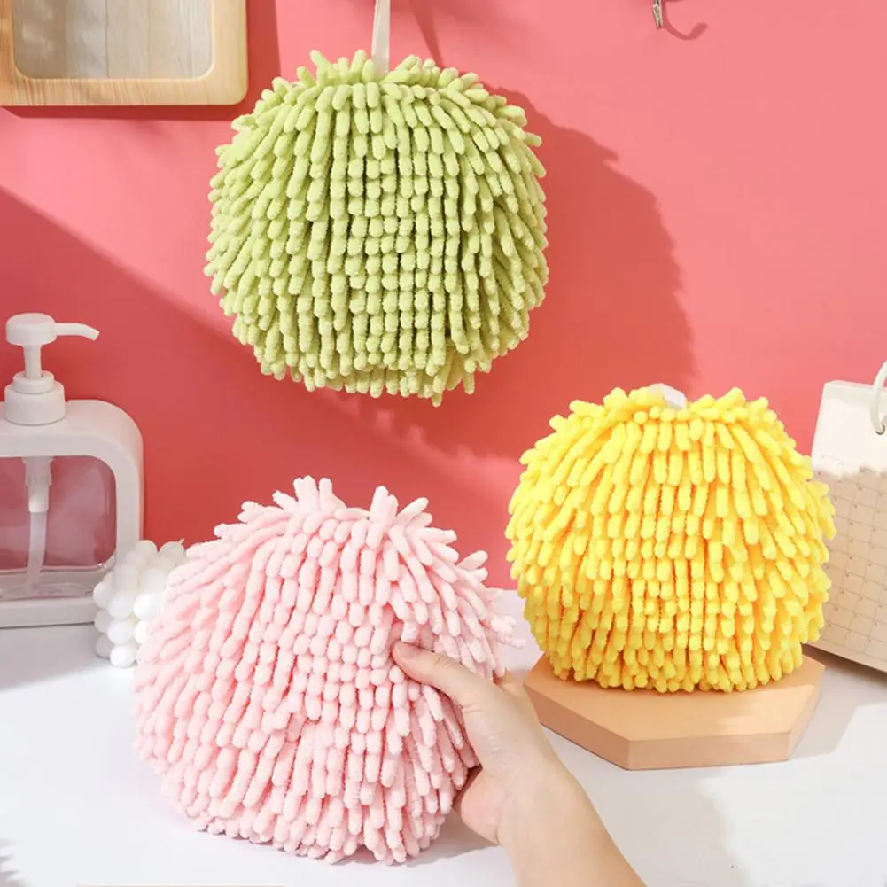 Bathroom Towel 6 Pcs Chenille Hand Towels with Hanging Lanyard Superfine Fiber Wipes Highly Absorbent Reusable Kitchen Bathroom