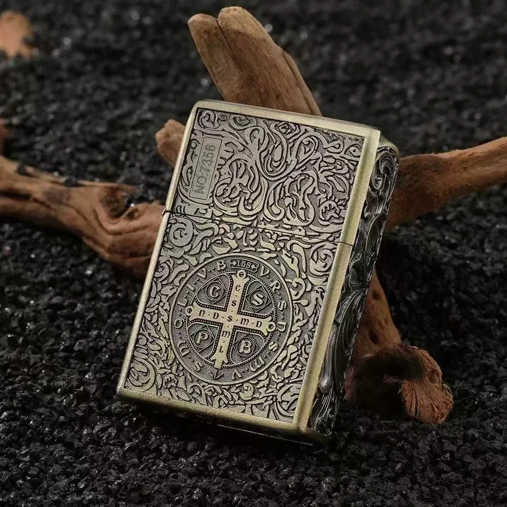 ولاعة الكيروسين المقاومة للرياح من زورو كونستانتين، ولاعة عجلة طحن قديمة الطراز منقوشة، هدية للرجال