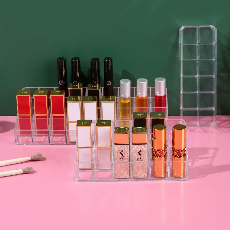 36 Grid Transparent Lipstick Storage Box Nail Polish Eyebrow Pencil Display Shelf Desktop Cosmetics Storage Box Lipstick Shelf