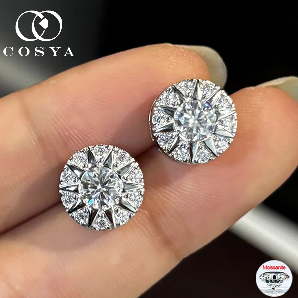 

Женские серьги-гвоздики COSAYA с муассанитом, серебро S925, серебро Sun-Flowewr, серьги-гвоздики с бриллиантами круглой огранки, подарок на день рождения, свадьбу
