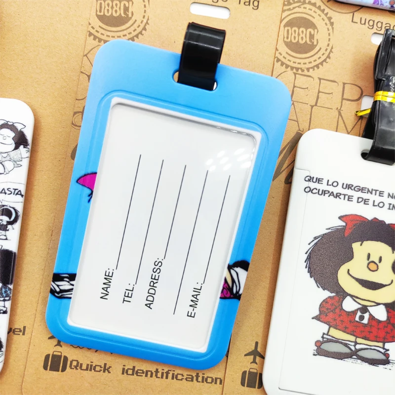 Cute Girls Mafalda Luggage Label Women Travel Luggage Tag Suitcase ID Address Holder Baggage Boarding Portable Suitcase Ticket