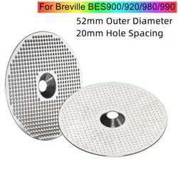 1pcs Coffee Shower Screen For Breville BES900/920/980/990,52mm Outer Diameter,20mm Hole Spacing,Coffee Machine Group Head Filter