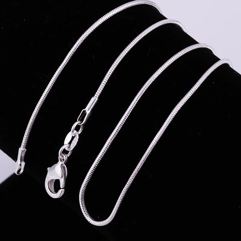 5/ 10PCS 40-75CM 925 Sterling Silver 1MM Snake Chain Necklace Jewelry for Man Women Wedding Charms Wedding for Pendant